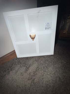 White Multi-Photo Collage Frame with Gold Heart Accent